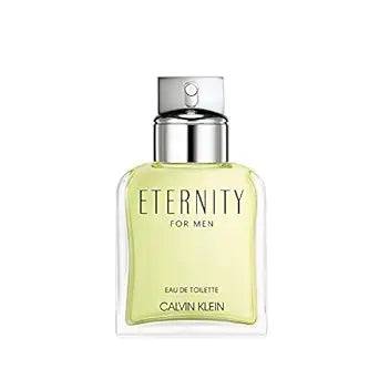 Calvin Klein Eternity men's cologne bottle with notes of mandarin and sage, featuring a sleek design and modern fragrance packaging.