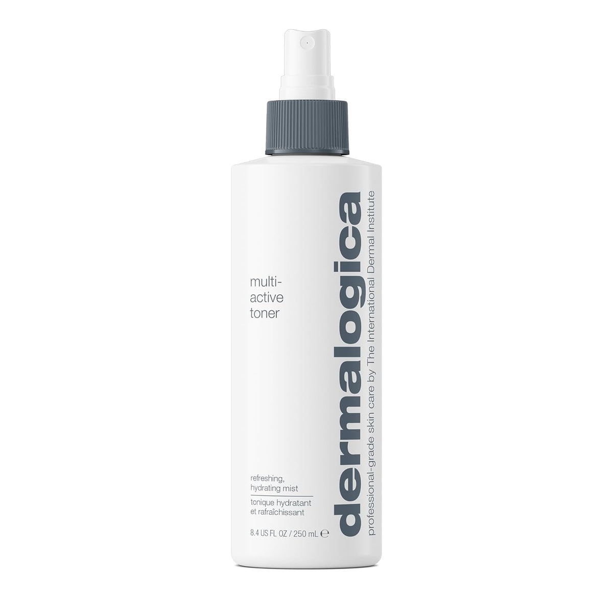 Dermalogica Multi-Active Toner facial spray in a clear bottle, designed for hydrating, calming, and refreshing skin.