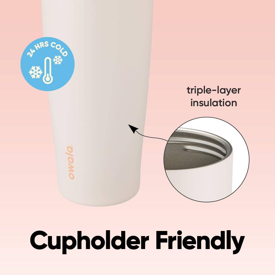 Owala FreeSip Tumbler - Stainless Steel-40-oz.-Orange/Tan(Sparkling Sherbet)