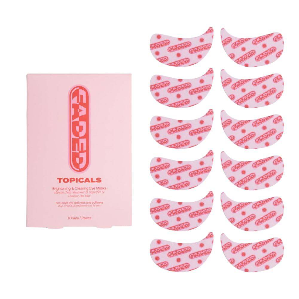 SlimBag Topicals Faded Brightening Under Eye Masks set of 6 with Kojic Acid, Caffeine, and Niacinamide for depuffing and brightening eyes