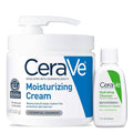 SlimBag CeraVe moisturizing cream and hydrating facial cleanser set for dry skin, travel size with pump for skincare routine.
