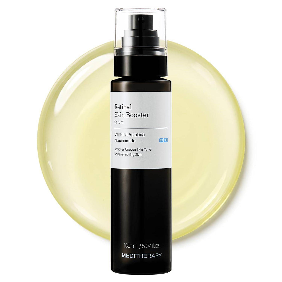 SlimBag Meditherapy Retinal Skin Booster Serum with retinaldehyde, niacinamide, and cica for hydrating face and body skin care.