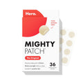 Mighty Patch Hero Cosmetics original nighttime acne pimple patches on face, showing clear hydrocolloid spot treatments for zits and whiteheads