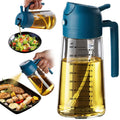 TrendPlain 16oz/470ml Glass Olive Oil Sprayer for Cooking – 2 in 1 Olive Oil Dispenser Bottle for Kitchen Gadgets and Air Fryer Accessories, Salad, BBQ - Black