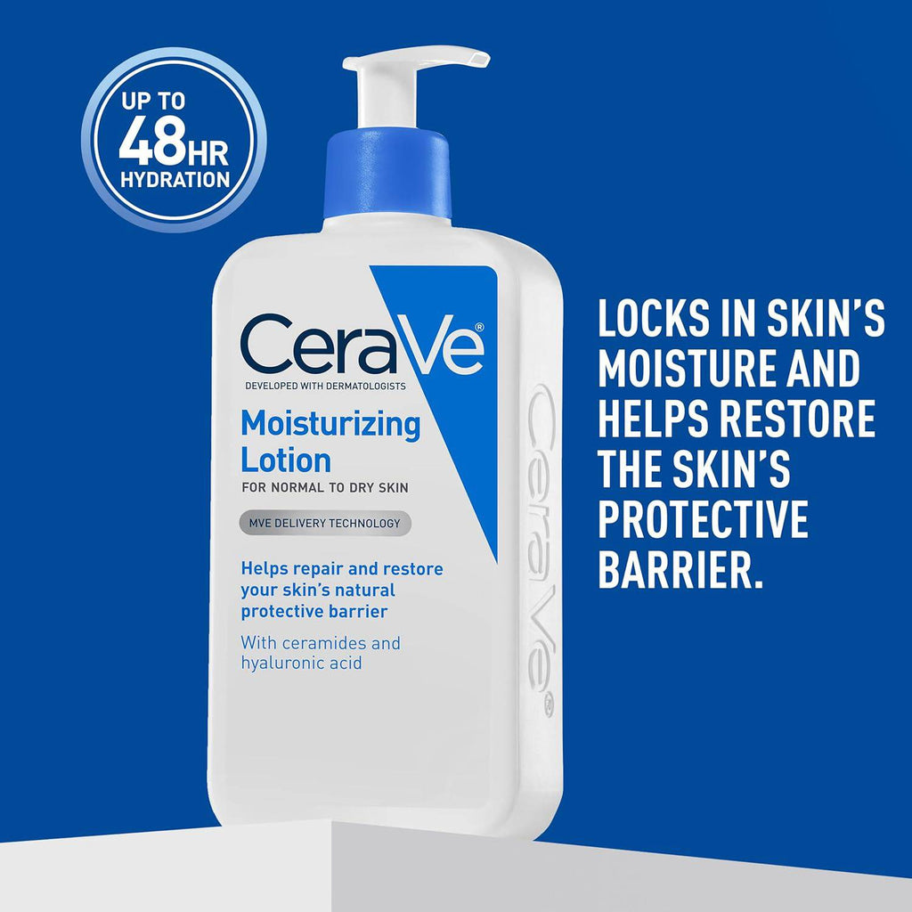 SlimBag CeraVe Daily Moisturizing Lotion for dry skin, fragrance-free body and face moisturizer with hyaluronic acid and ceramides.