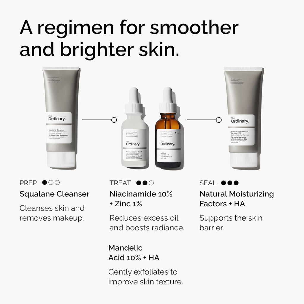SlimBag Mandelic Acid 10% and Hyaluronic Acid serum bottle, gentle exfoliating skincare for clarity and hydration, 1 fl oz