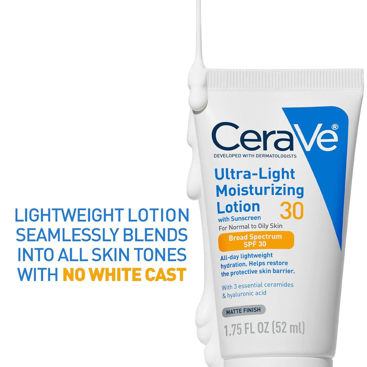 SlimBag CeraVe Ultra-Light Moisturizing Lotion with SPF 30, oil-free face moisturizer with hyaluronic acid, ceramides, matte finish