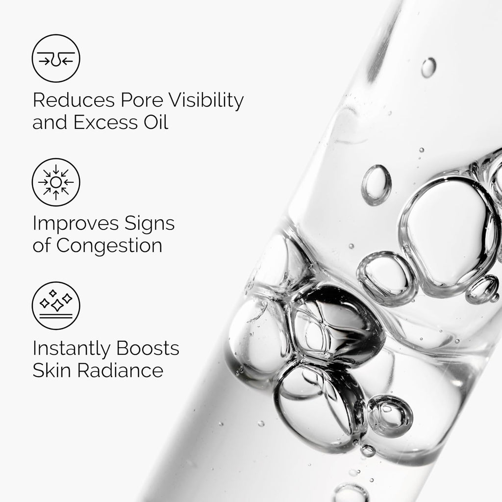 SlimBag Niacinamide 10% + Zinc 1% serum bottle, smoothing skincare product for blemish-prone skin, in clear packaging.