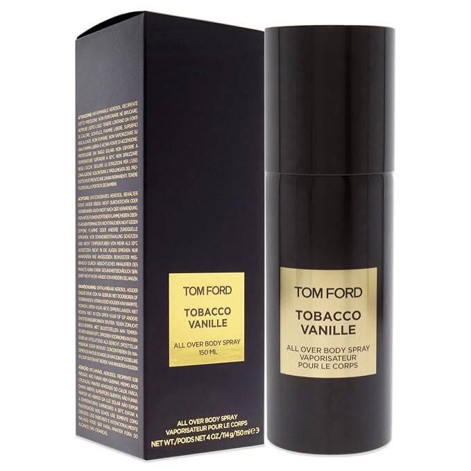 Tom Ford Tobacco Vanille all-over body spray in 150ml bottle, sleek packaging, designed for a luxurious scent experience.