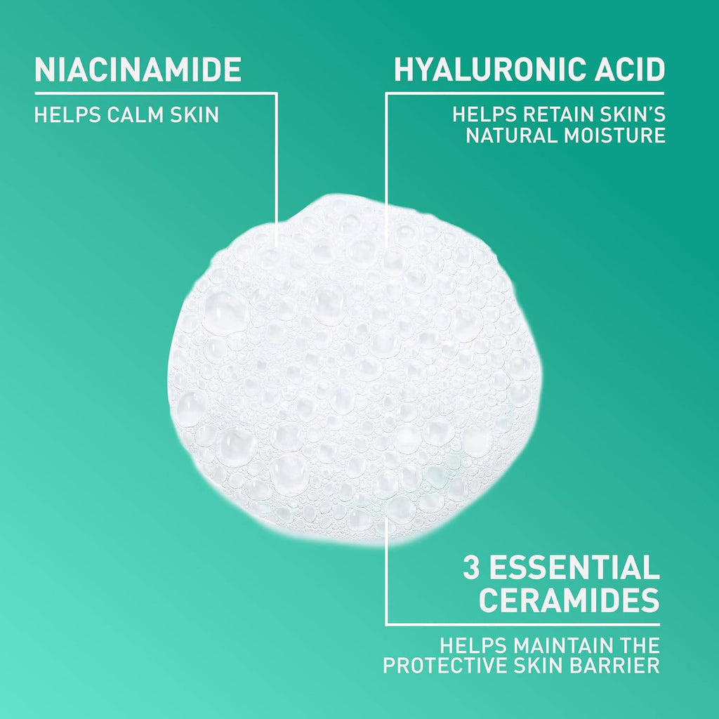 SlimBag CeraVe Foaming Facial Cleanser for oily skin with hyaluronic acid, ceramides, and niacinamide in a 8 oz bottle.