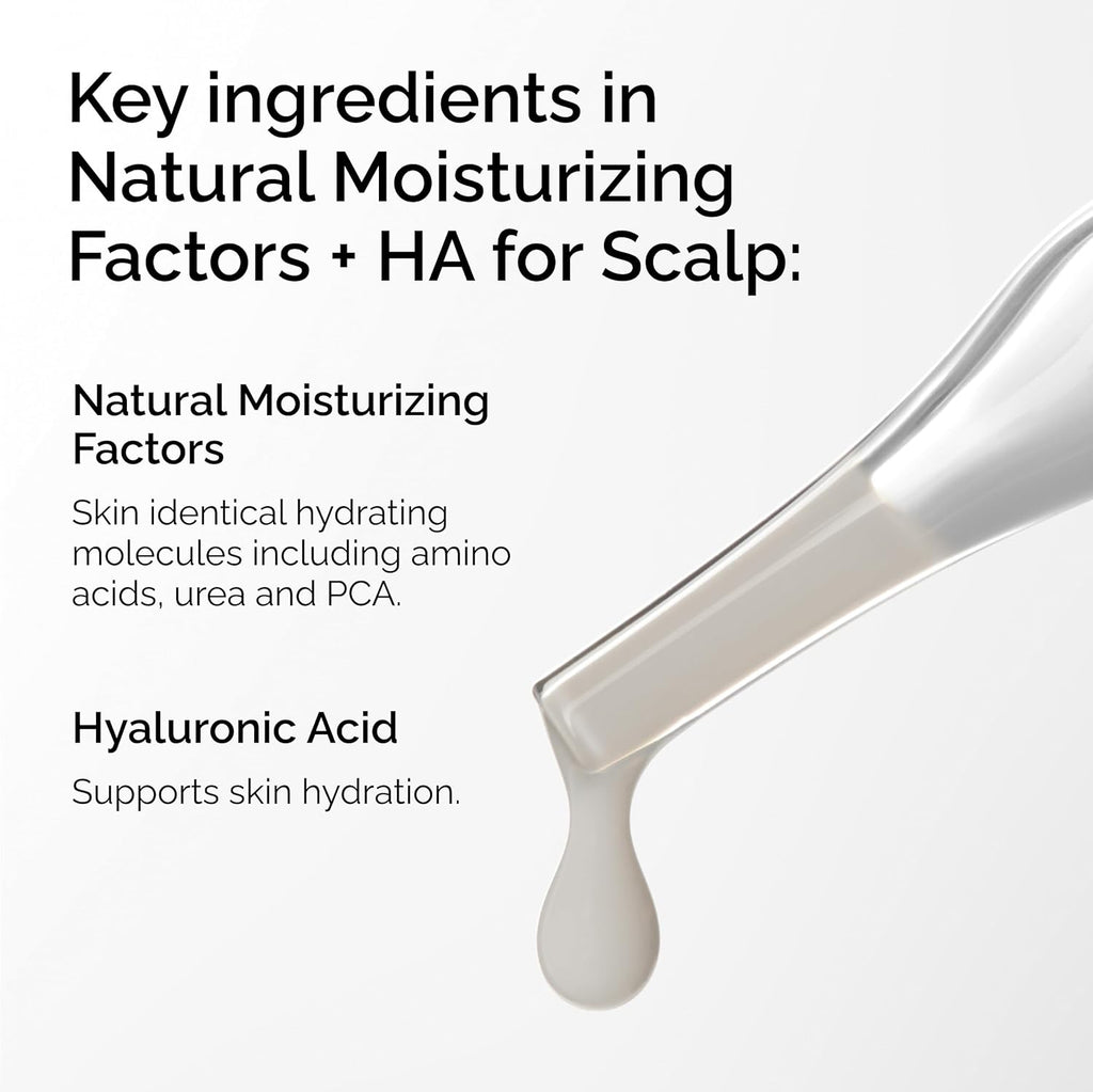 SlimBag Natural Moisturizing Factors + Hyaluronic Acid scalp serum with lightweight hydration, hyaluronic acid and squalane in a 2 oz bottle