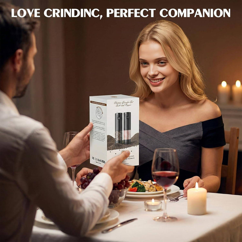 Electric Salt and Pepper Grinder Set Automatic Battery Pepper Mill Shakers Adjustable Coarseness Upgraded Larger Capacity with Led Home and Kitchen Appliances Birthday Gifts for Women Mom