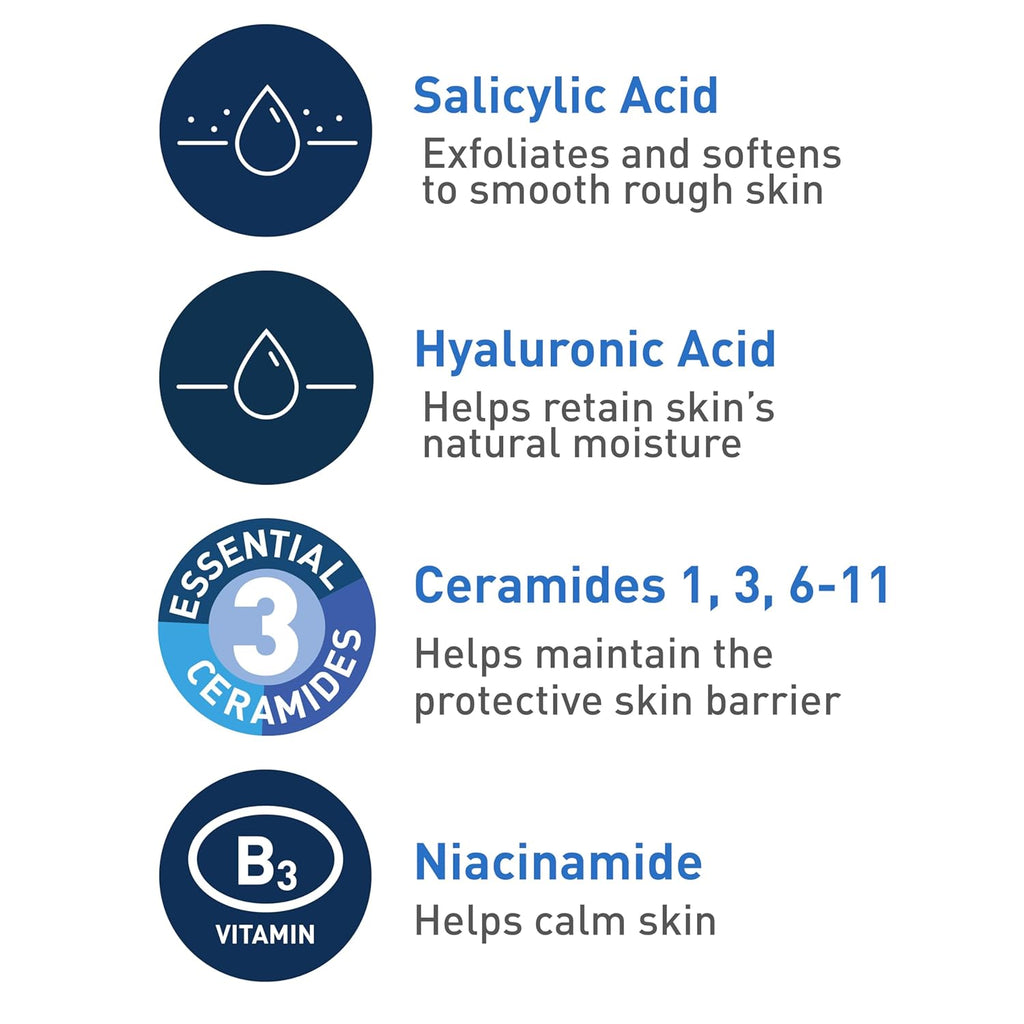 CeraVe Renewing Salicylic Acid Cleanser with hyaluronic acid, niacinamide, ceramides; gentle exfoliating face wash for smooth skin