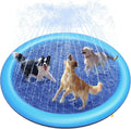 Blue Peteast Splash Pad for dogs and kids, large 67-inch outdoor water play mat with anti-slip surface and durable waterproof material.
