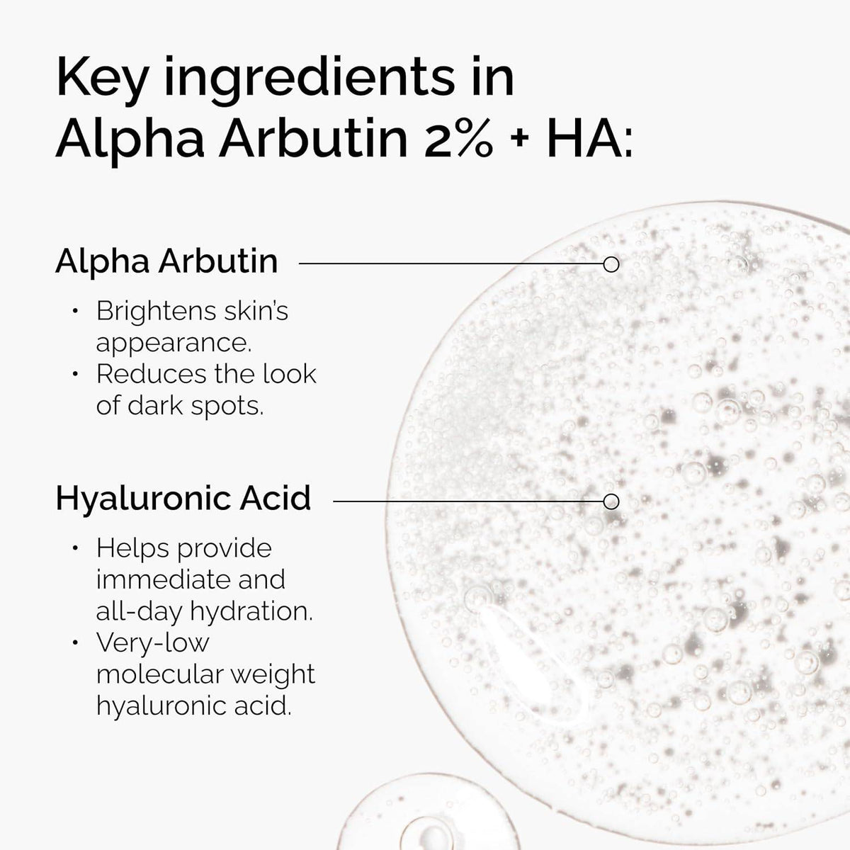 SlimBag The Ordinary Alpha Arbutin 2% and Hyaluronic Acid serum in a 1 fl oz bottle, highlighting brightening and dark spot targeting.