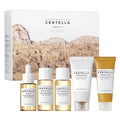 SKIN1004 Centella travel kit featuring toner, moisturizer, serum, cleansing oil, and cleanser for sensitive skin in compact sizes