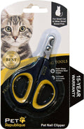Pet Republique stainless steel cat nail clippers with black and yellow handle for trimming claws of cats, kittens, small animals, and birds.
