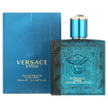 Versace Eros for Men 3.4 oz Eau de Toilette Spray bottle with a sleek design, displayed on a plain background.