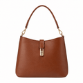 SlimBag brown faux leather shoulder handbag with sleek design and top handle, featuring a spacious interior and stylish accents.