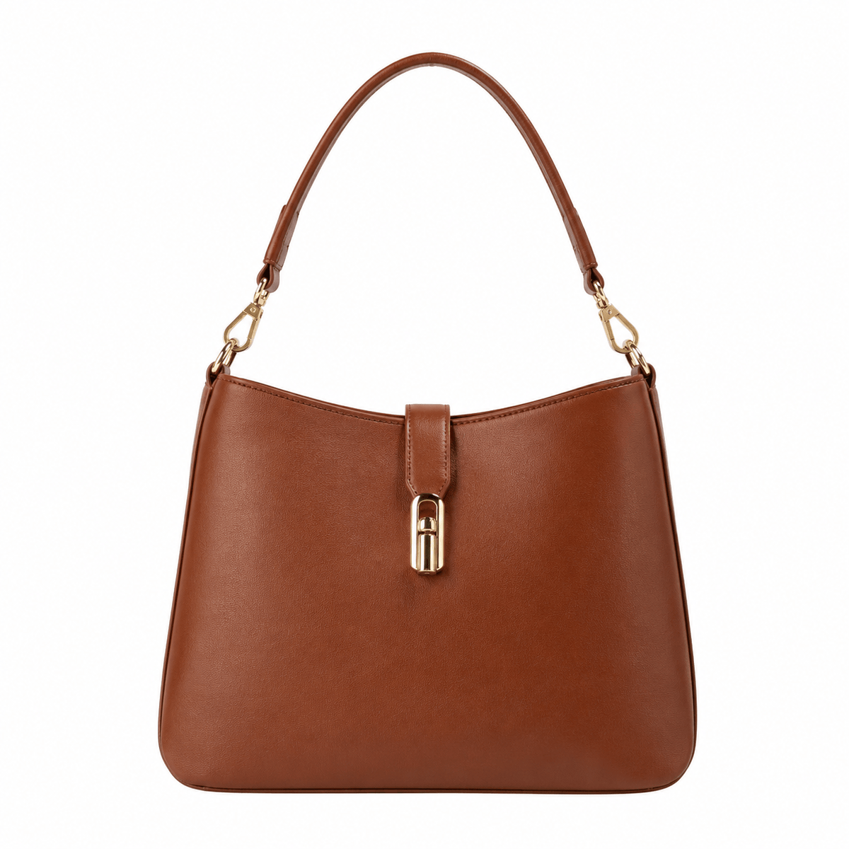 SlimBag brown faux leather shoulder handbag with sleek design and top handle, featuring a spacious interior and stylish accents.