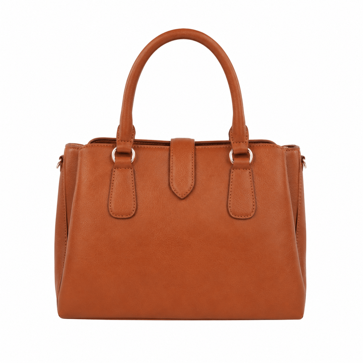 Brown SlimBag structured tote handbag with dual handles and a sleek, minimalist design, perfect for everyday use.