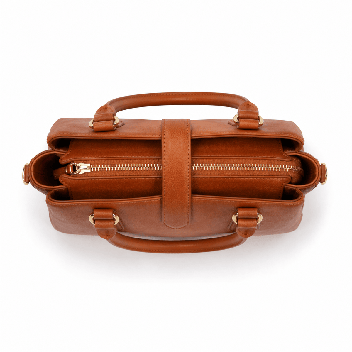 Brown SlimBag structured tote handbag with dual handles, showcasing a sleek and stylish design.