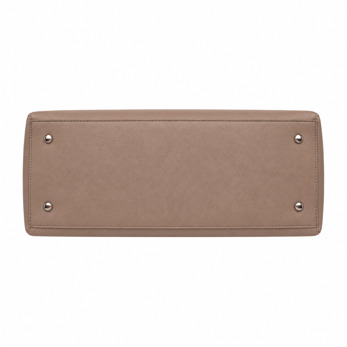 SlimBag taupe faux leather tote handbag with spacious interior and sturdy handles, stylish and versatile for everyday use.