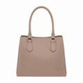 SlimBag taupe faux leather tote handbag with double handles and spacious interior, stylish and versatile for everyday use.