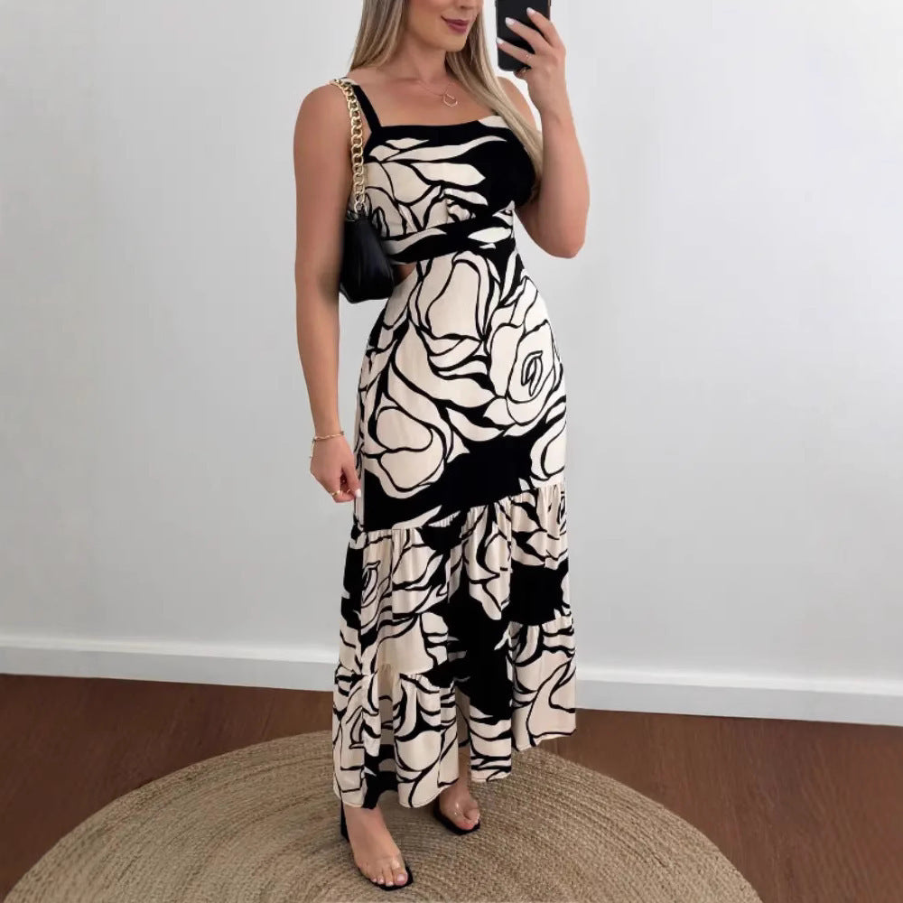 New Commuter Sexy Dress With Rose Pattern