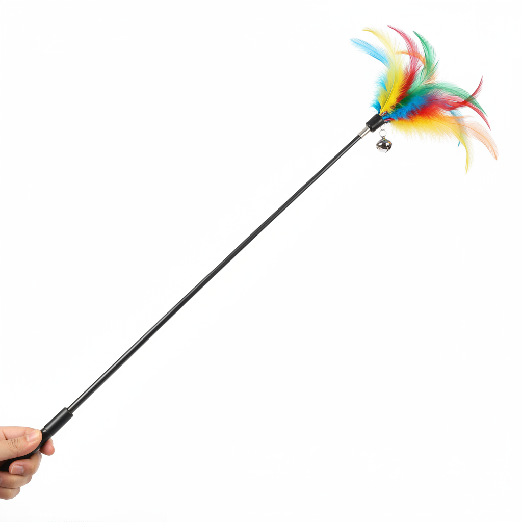 Cat feather wand toy full view