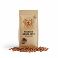 Premium grain-free dry dog food bag front view